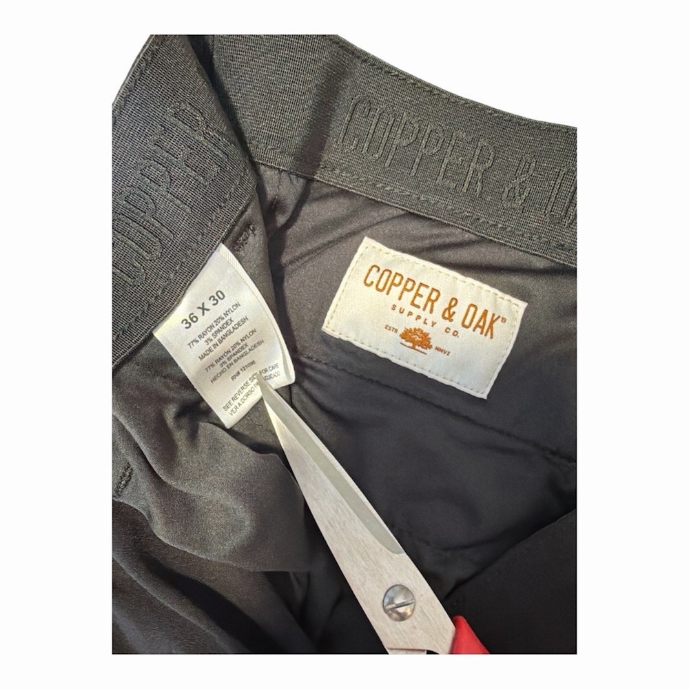 Copper & Oak Faille Trouser Pant Black Stretch 36x30 Travel Casual - Picture 6 of 6